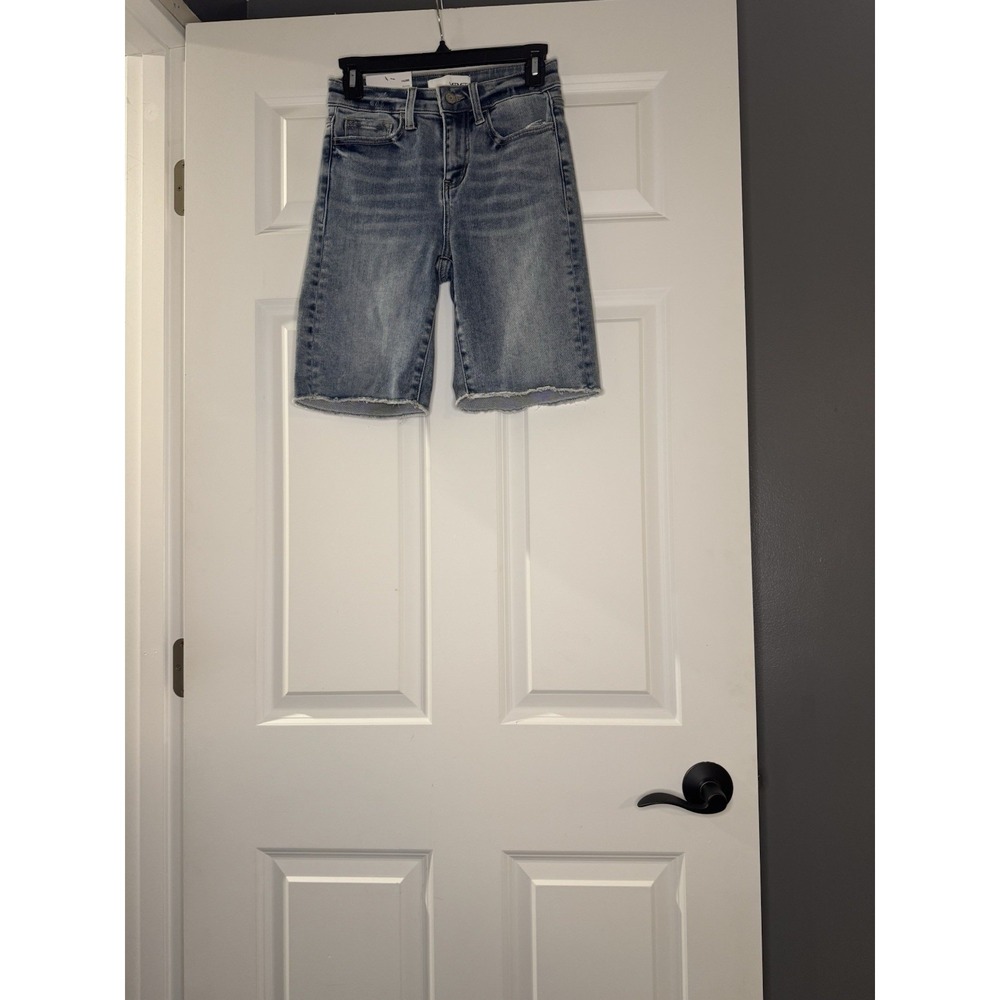Vervet Valerie Bermuda Shorts Raw Hem XS Blue Nwt